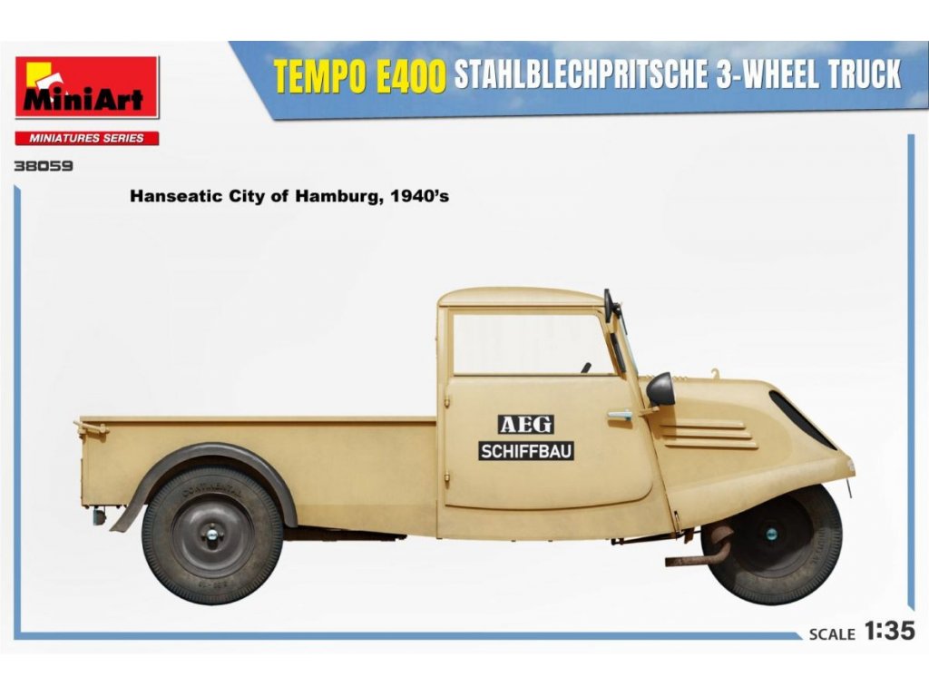 MINIART 1/35 Tempo E400 Stahlblehpritsche 3-Wheel Truck