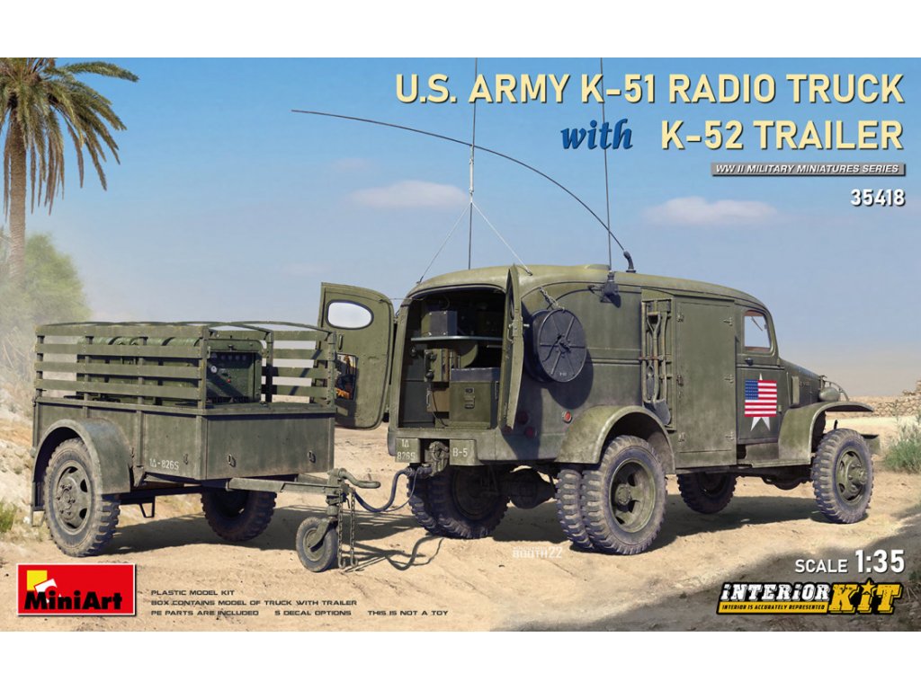 MINIART 1/35 U.S. Army K-51 Radio Truck with K-52 Trailer
