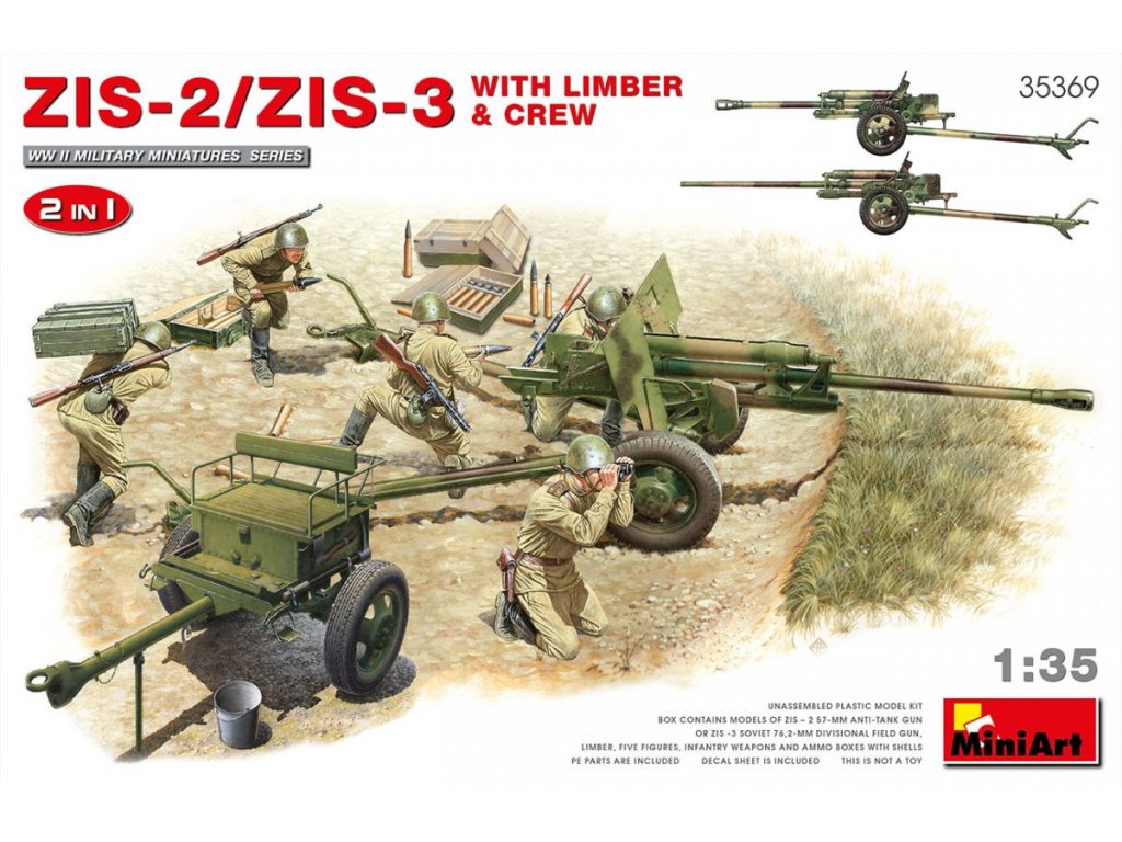 MINIART 1/35 ZIS-2/ZIS-3 w/ Limber Crew 2in1