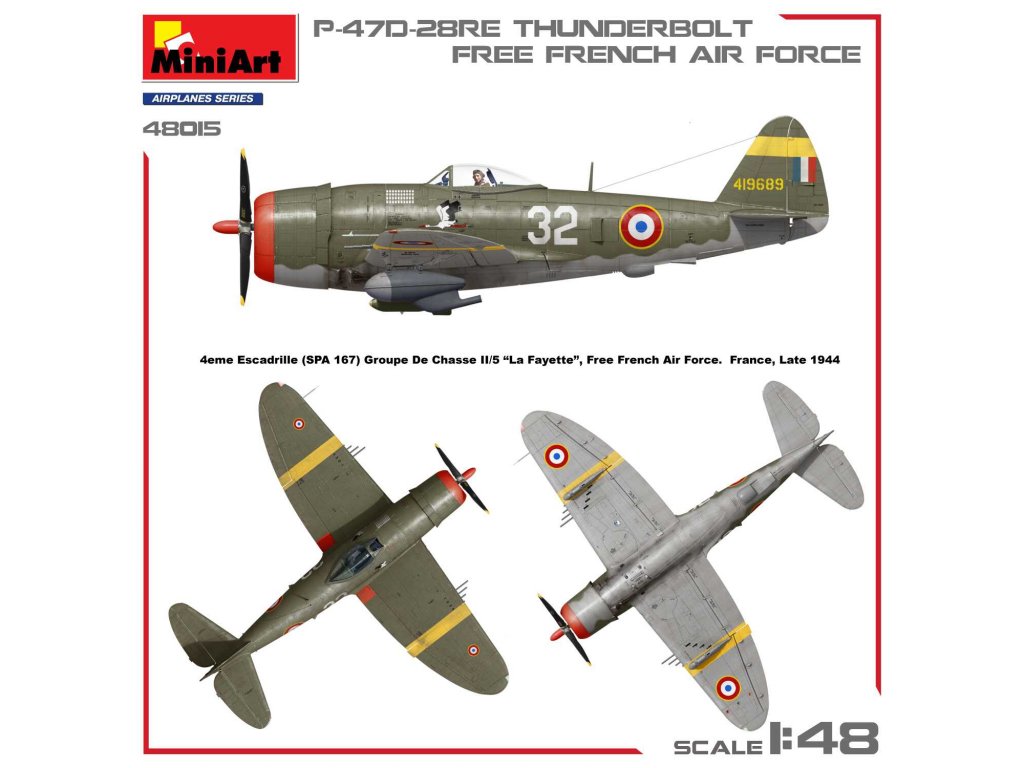 MINIART 1/48 P-47D-28RE Thunderbolt Basic Kit Free French Air Force