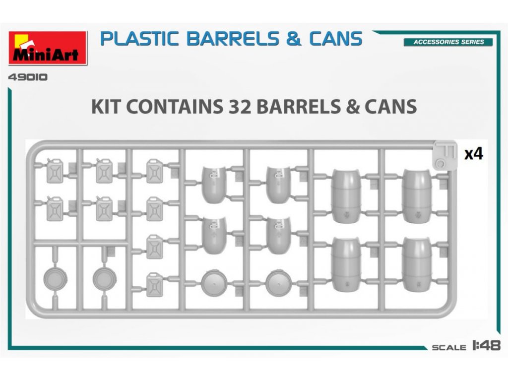 MINIART 1/48 Plastic Barrels & Cans