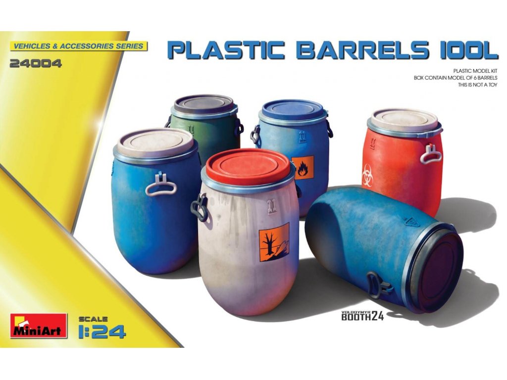 MINIART 24004 1/24 Plastic Barrels 100 L