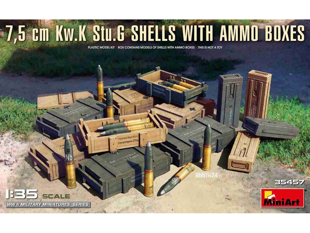 MINIART 35457 7,5 cm Kw.K Stu.G Shells with Ammo Boxes