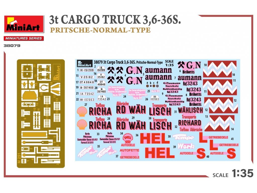 MINIART 38079 1/35 3t Cargo Truck 3,6-36S. Pritsche-Normal-Type