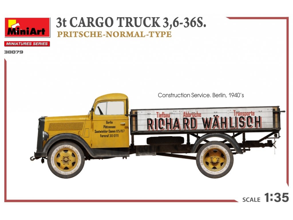 MINIART 38079 1/35 3t Cargo Truck 3,6-36S. Pritsche-Normal-Type