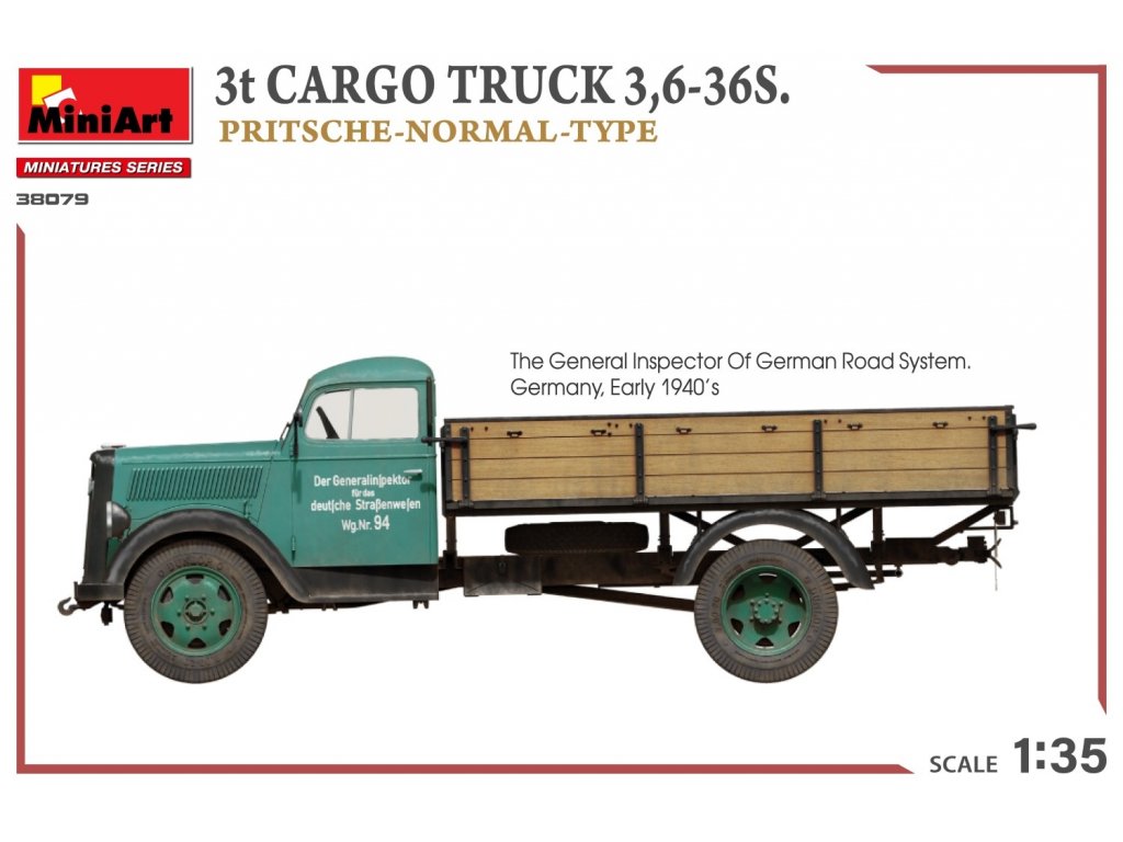 MINIART 38079 1/35 3t Cargo Truck 3,6-36S. Pritsche-Normal-Type