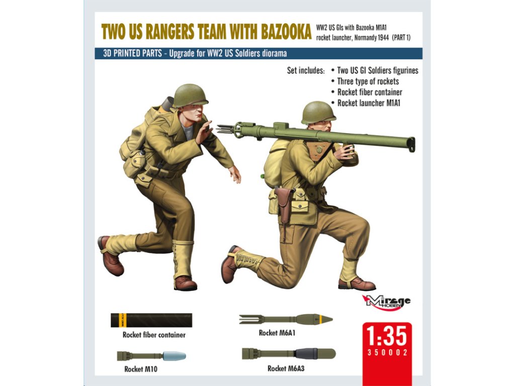 MIRAGE 350002 1/35 Two US Rangers Team with Bazooka