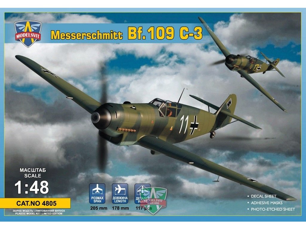 MODELSVIT 1/48 Messerschmitt Bf 109 C-3 (2x camo)