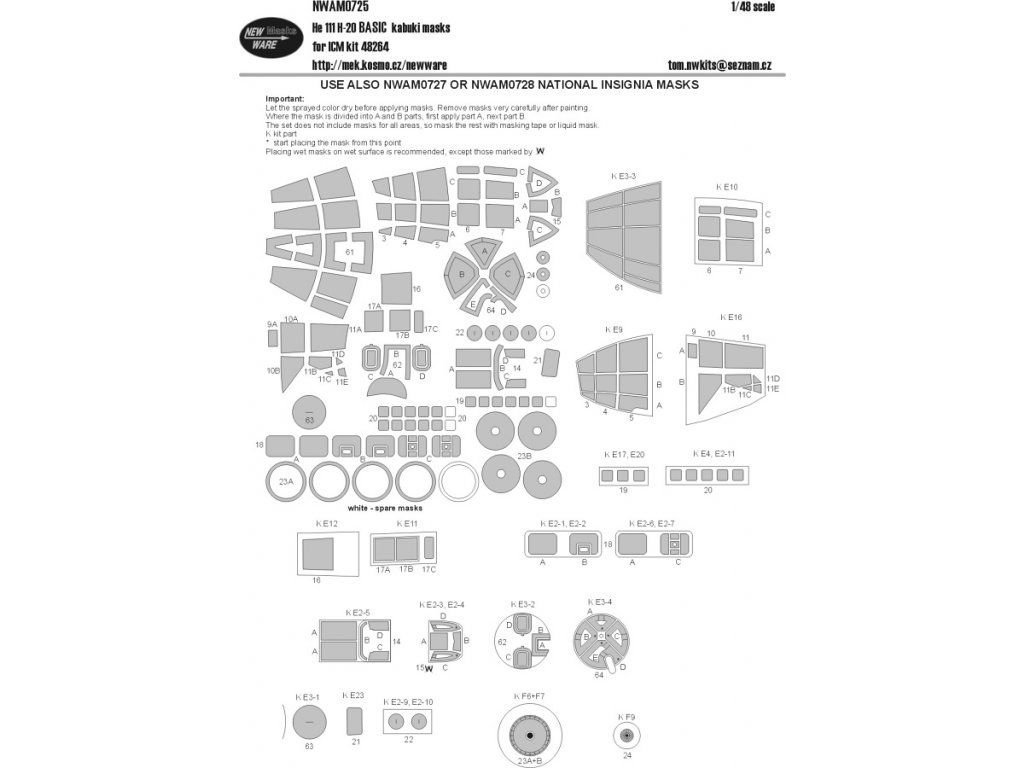 NEW WARE 1/48 Mask He 111 H-20 BASIC for ICM 48264