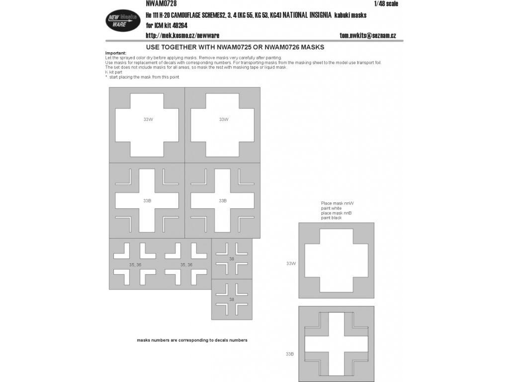 NEW WARE 1/48 Mask He 111 H-20 National INSIGNIA for ICM Pt.2