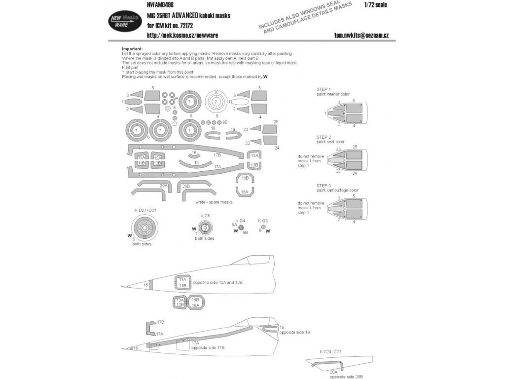 NEW WARE 1/72 Mask MiG-25RBT ADVANCED for ICM 72172