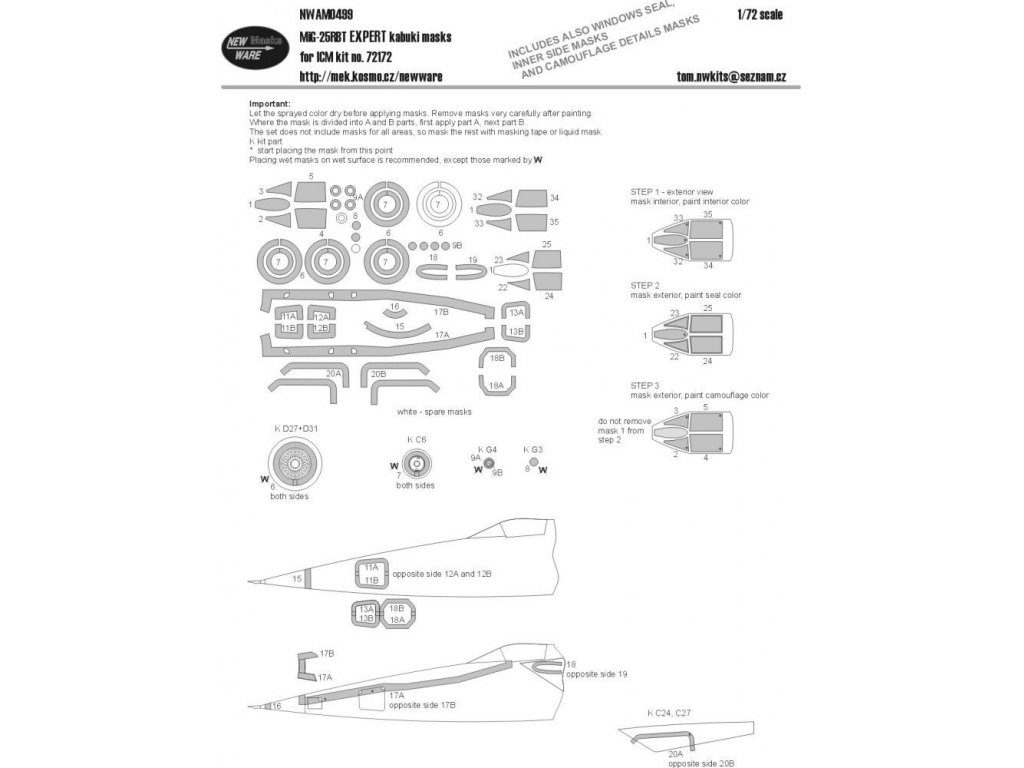 NEW WARE 1/72 Mask MiG-25RBT EXPERT for ICM 72172