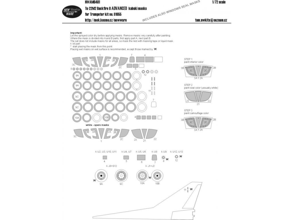 NEW WARE 1/72 Mask Tu-22M2 Backfire B ADVANCED for TRU