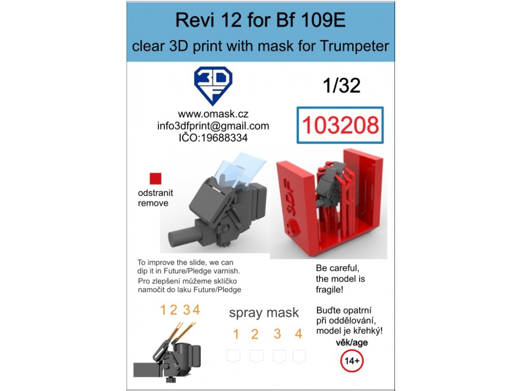 O-MASK 103208 1/32 Revi 12 for Bf 109E for TRU