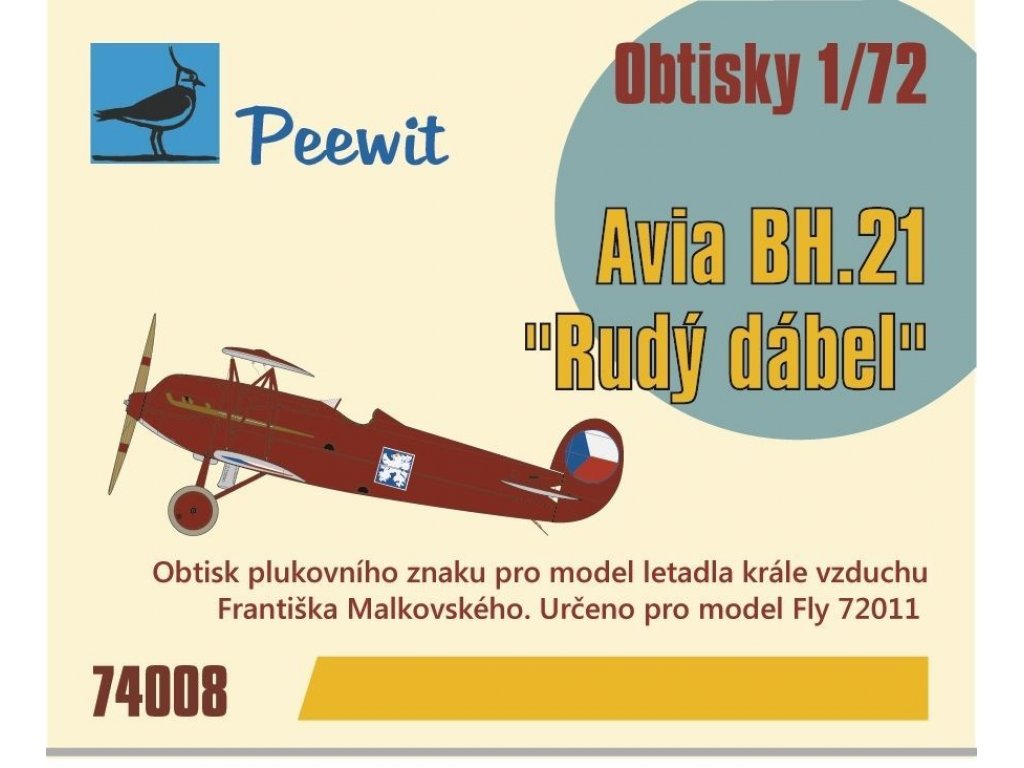 PEEWIT 1/72 Decals Avia BH.21 Rudý ďábel