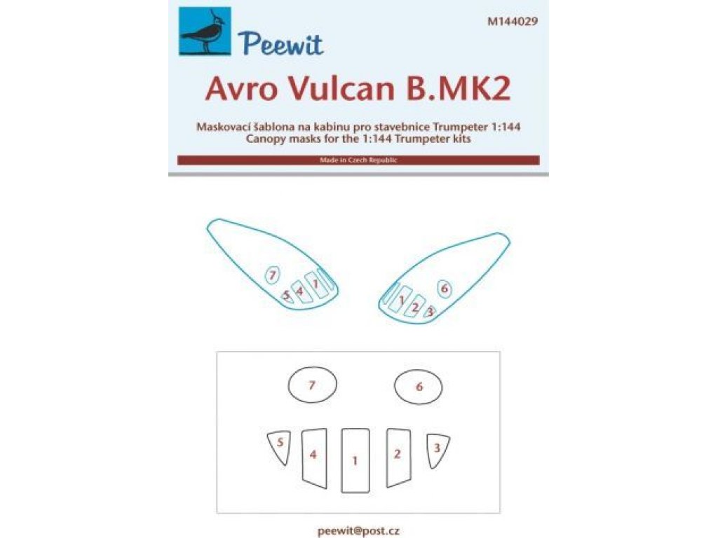 PEEWIT MASK 1/144 Canopy mask Avro Vulcan B.Mk2 for TRU