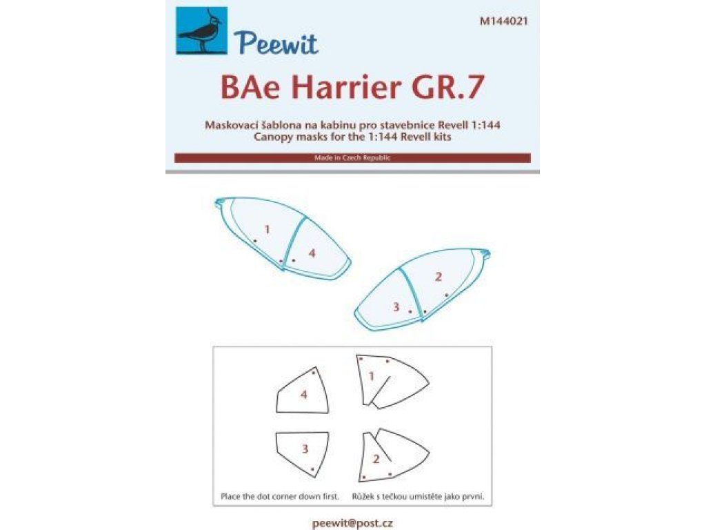 PEEWIT MASK 1/144 Canopy mask BAe Harrier GR.7 (REV)