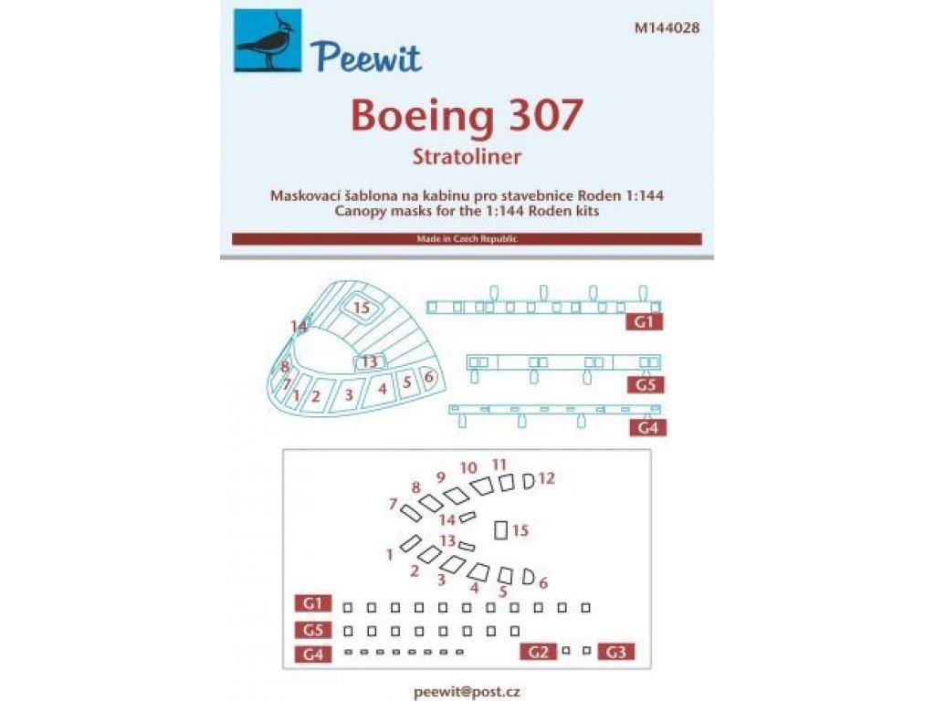 PEEWIT MASK 1/144 Canopy mask Boeing 307 Stratoliner for RDN