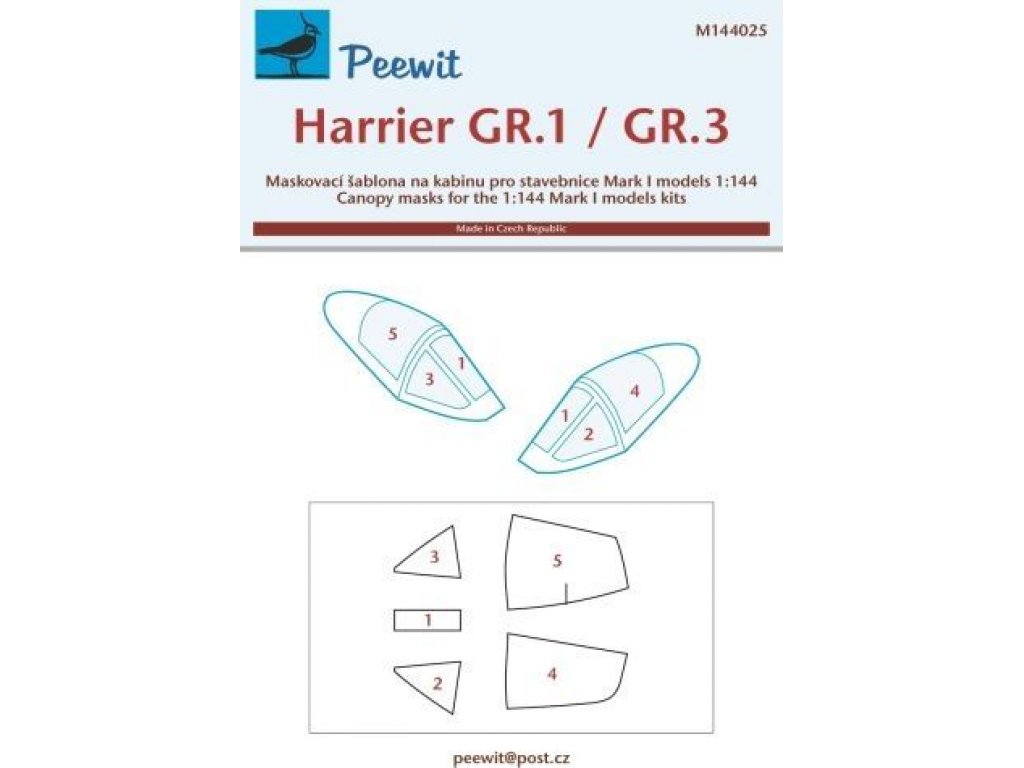 PEEWIT MASK 1/144 Canopy mask Harrier GR.1/GR.3 (MARK I MOD.)