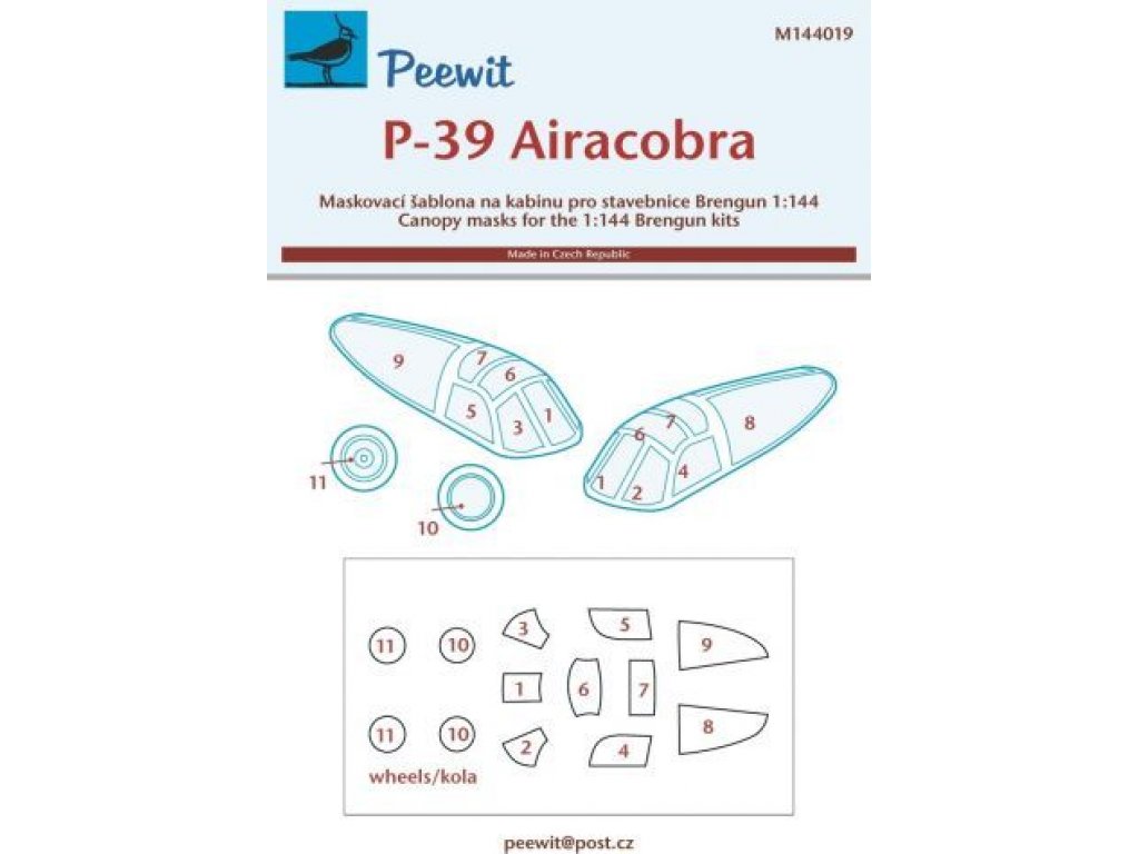 PEEWIT MASK 1/144 Canopy mask P-39 Airacobra for BRENGUN