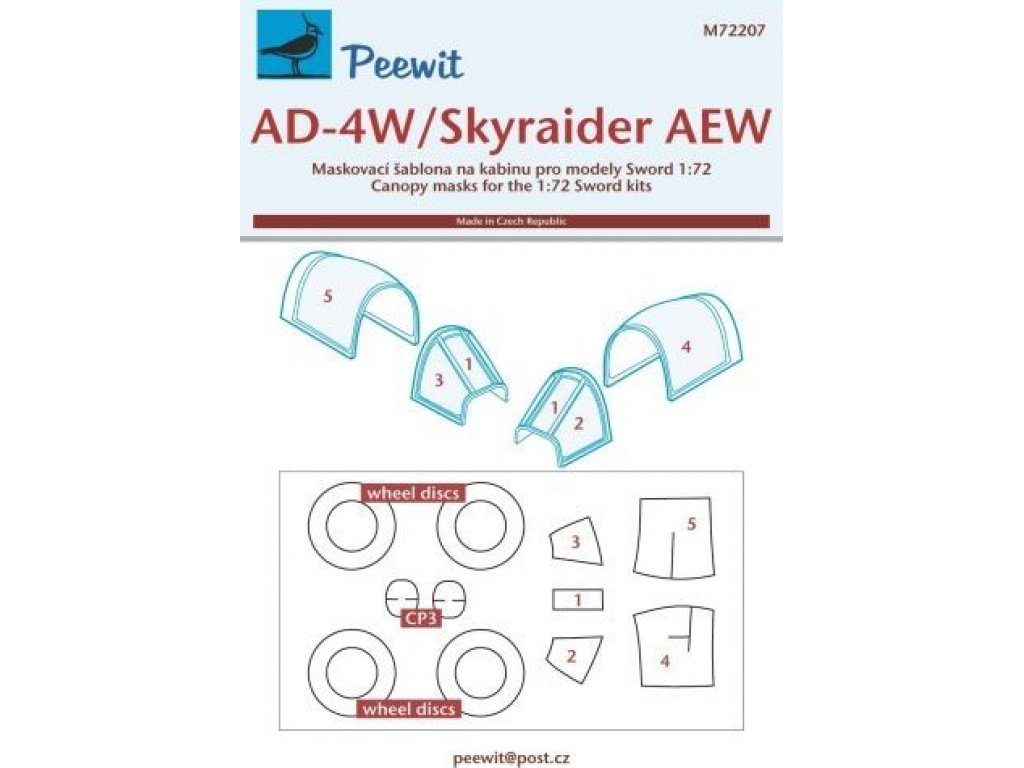 PEEWIT MASK 1/72 Canopy mask AD-4W/Skyraider AEW (SWORD)