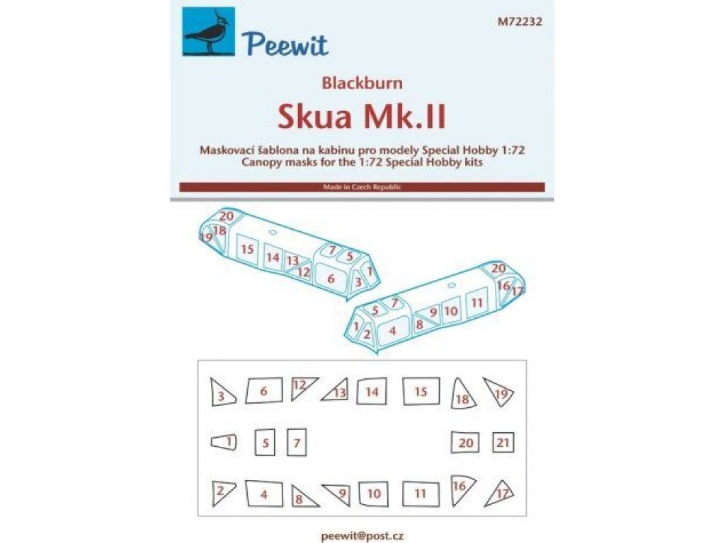 PEEWIT MASK 1/72 Canopy mask Blackburn Skua Mk.II for SH.