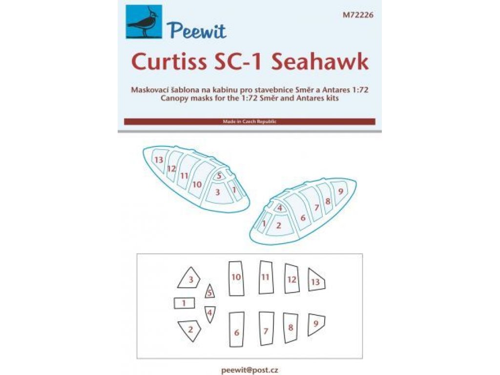PEEWIT MASK 1/72 Canopy mask Curtiss SC-1 Seahawk for SMER