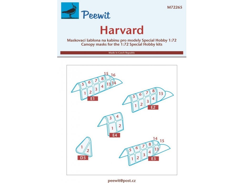 PEEWIT MASK 1/72 Canopy mask Harvard for SH