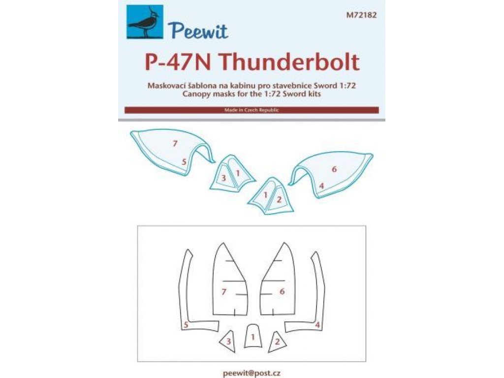 PEEWIT MASK 1/72 Canopy mask P-47N Thunderbolt (SWORD)