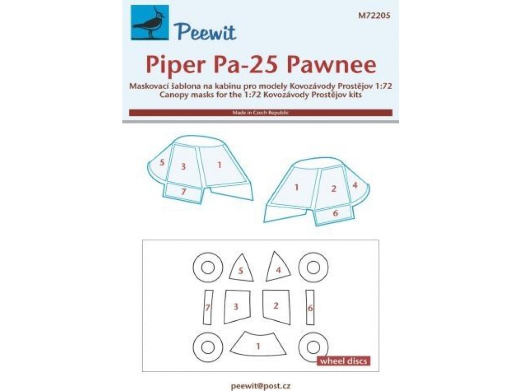 PEEWIT MASK 1/72 Canopy mask Piper Pa-25 Pawnee (KP)