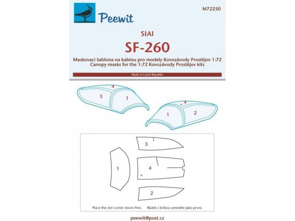 PEEWIT MASK 1/72 Canopy mask SF-260 for KP