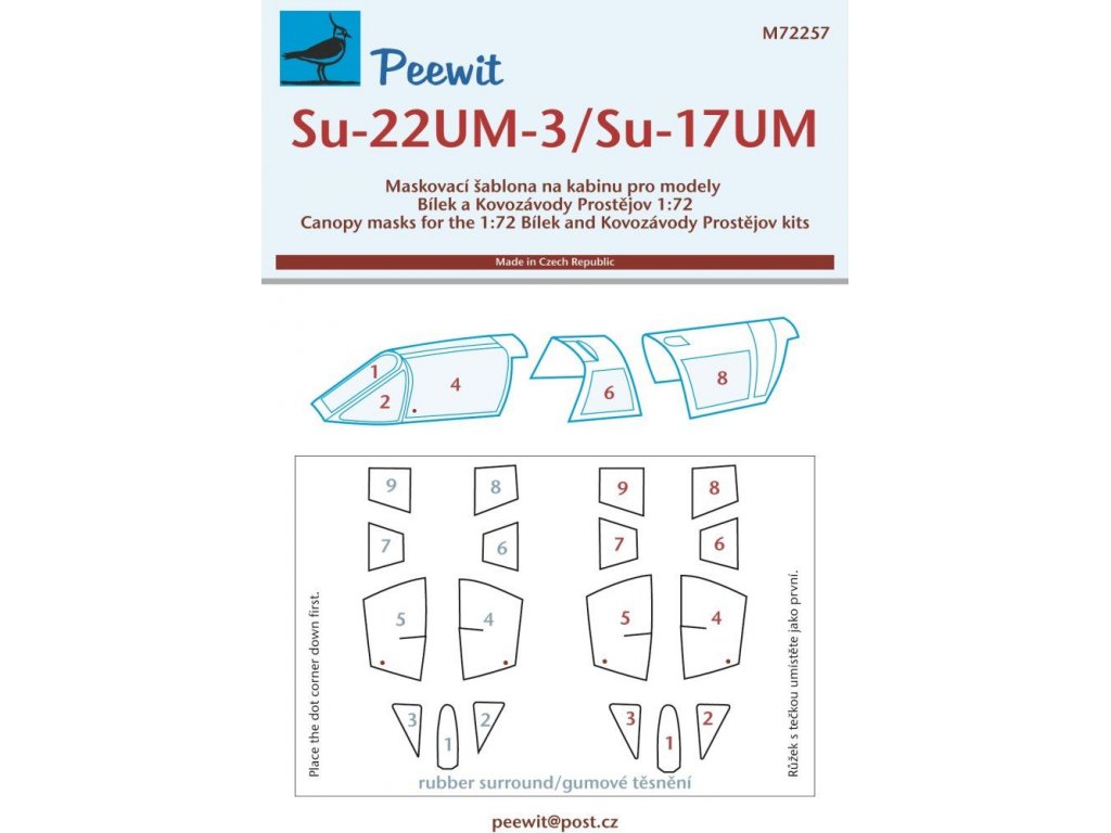 PEEWIT MASK 1/72 Canopy mask Su-22UM-3/Su-17UM for KP