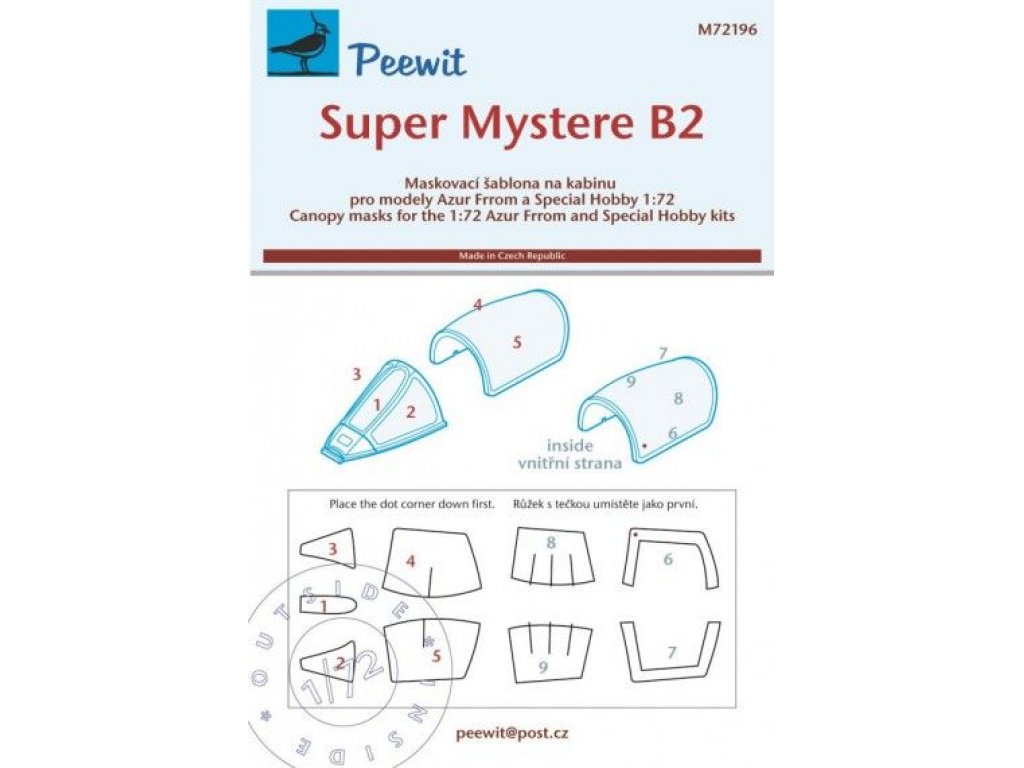 PEEWIT MASK 1/72 Canopy mask Super Mystere B2 for SH