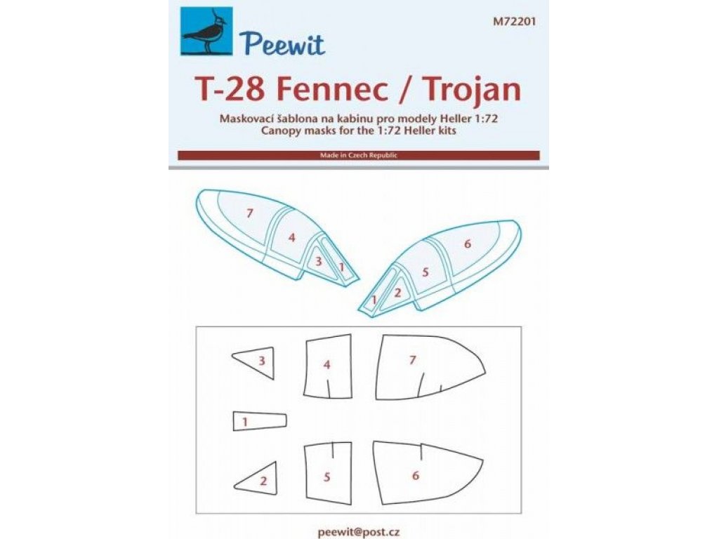 PEEWIT MASK 1/72 Canopy mask T-28 Fennenc/Trojan for HELLER
