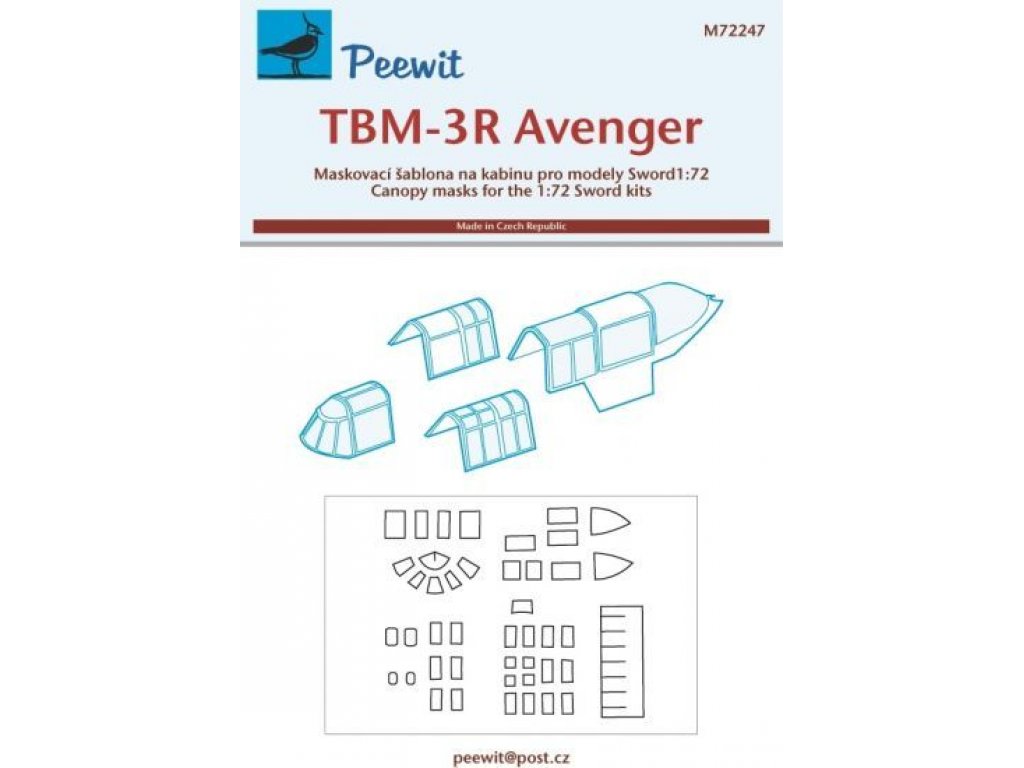 PEEWIT MASK 1/72 Canopy mask TBM-3R Avenger for SWO