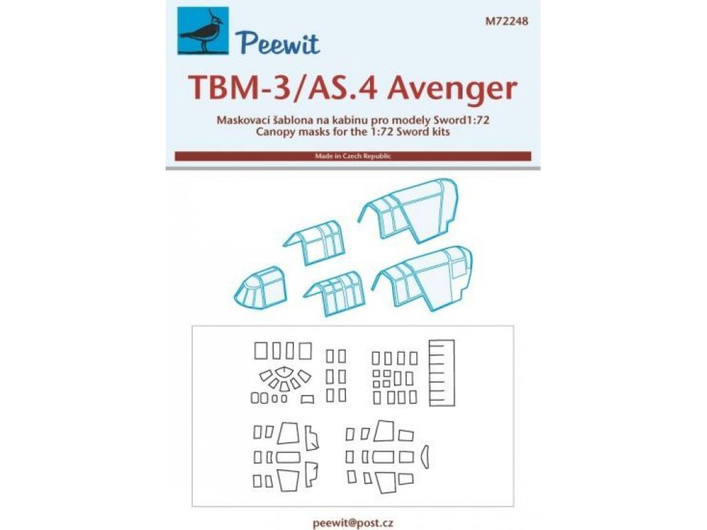 PEEWIT MASK 1/72 Canopy mask TBM-3S/AS.4 Avenger  for SWO