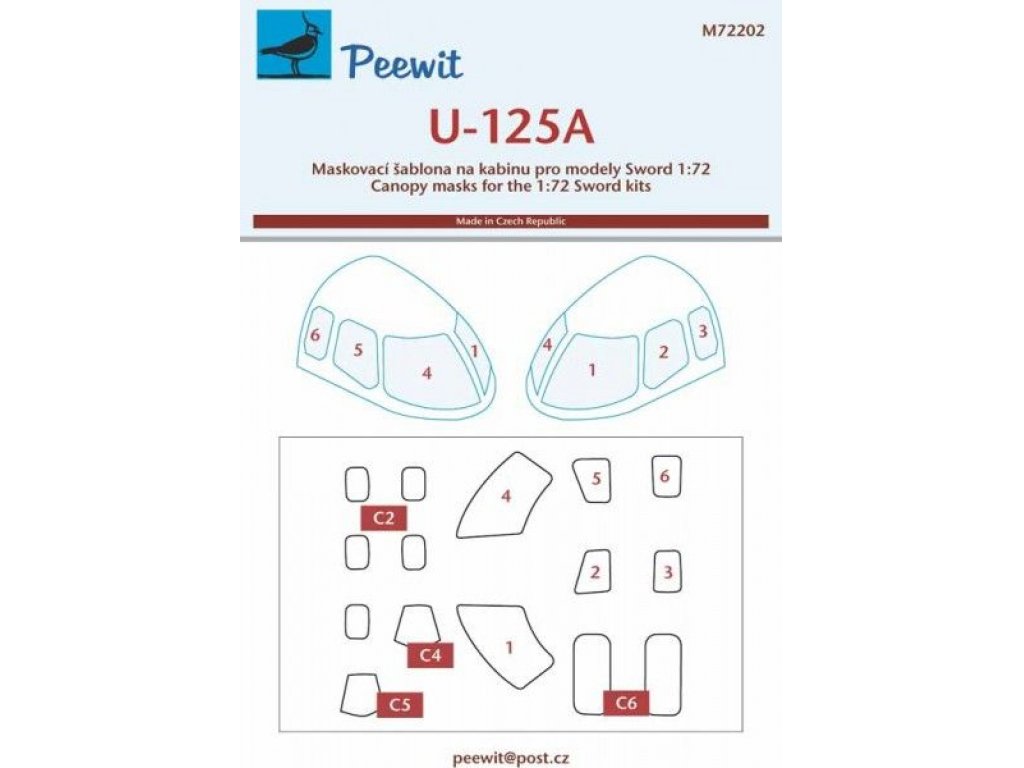 PEEWIT MASK 1/72 Canopy mask U-125 for SWORD