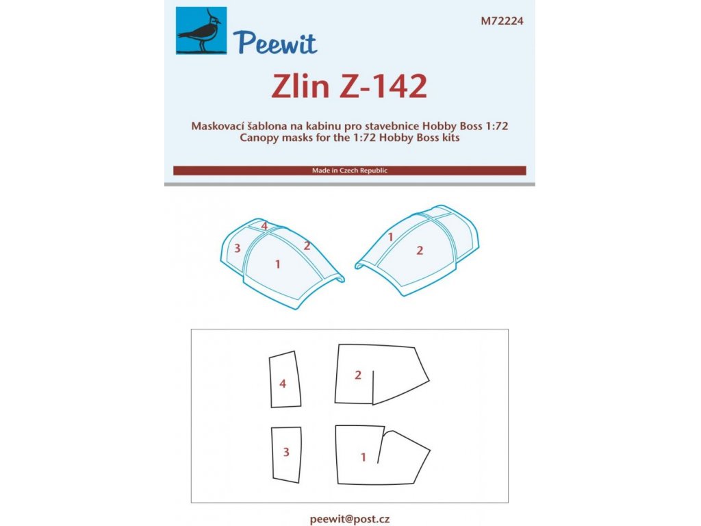 PEEWIT MASK 1/72 Canopy mask Zlin Z-142 HOBBYB