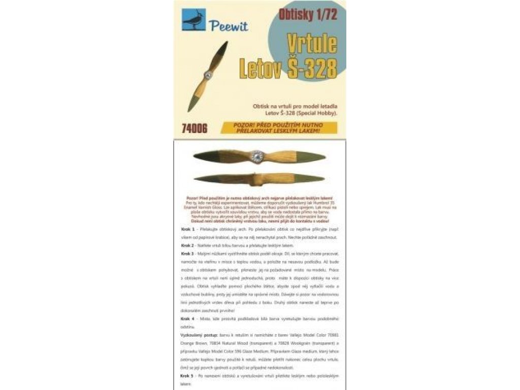 PEEWIT MASK 1/72 Decal Letov Š-328 Propeller (SP.HOBBY)