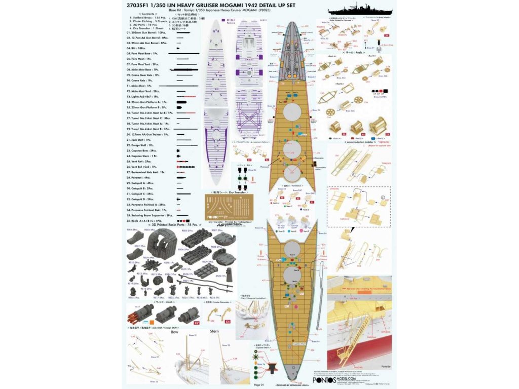 PONTOS 1/350 IJN Heavy Cruiser Mogami 1942 Detail Up Set