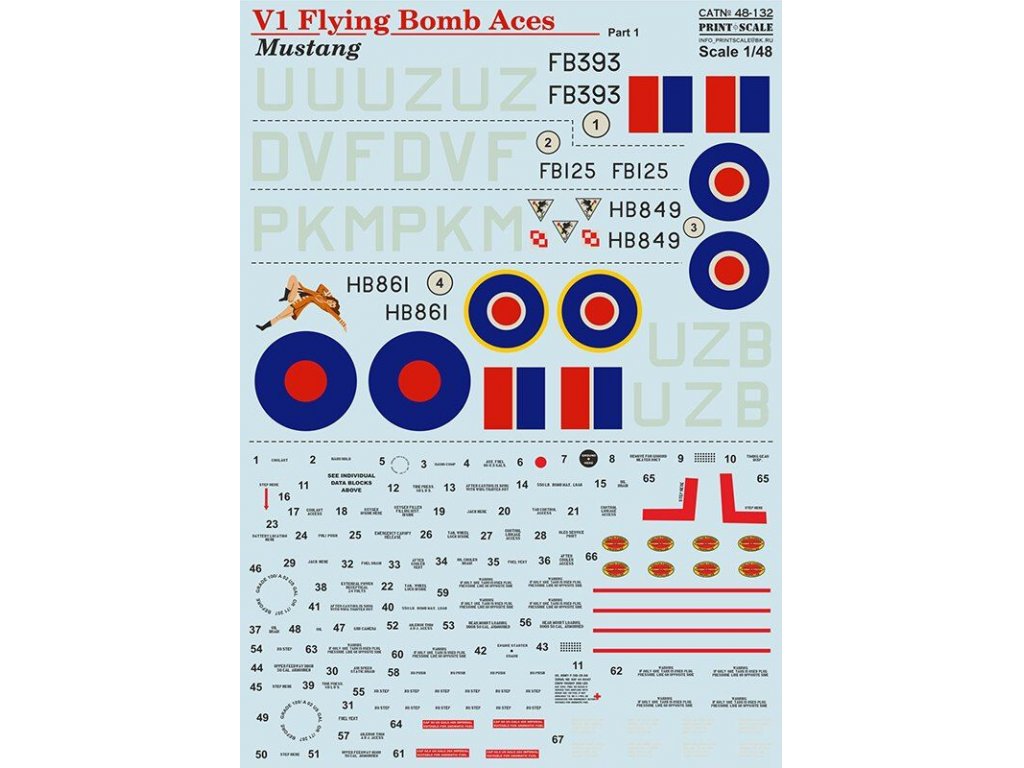 PRINTSCALE 1/48 P-51 Mustang V1 Flying Bomb Aces