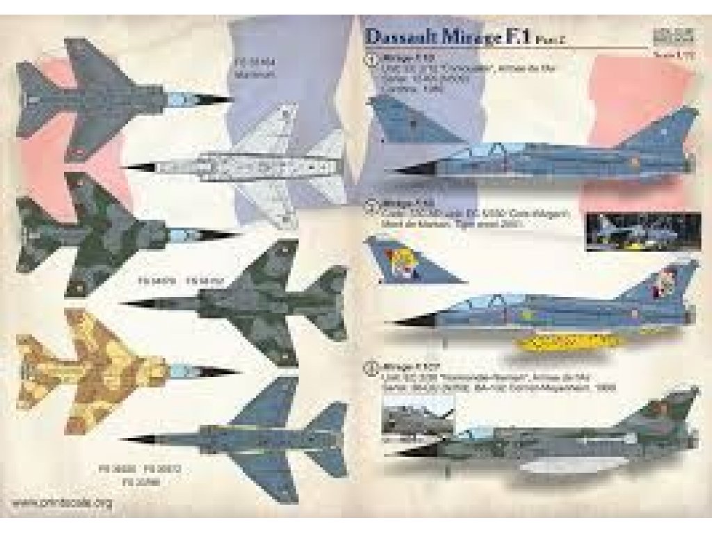 PRINTSCALE 1/72 Dassault Mirage F.1 Part 2 (wet decals)