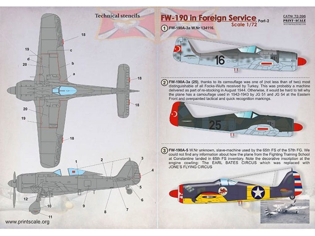 PRINTSCALE 1/72 FW-190 in Foreign Service Part 1 (wet decals)