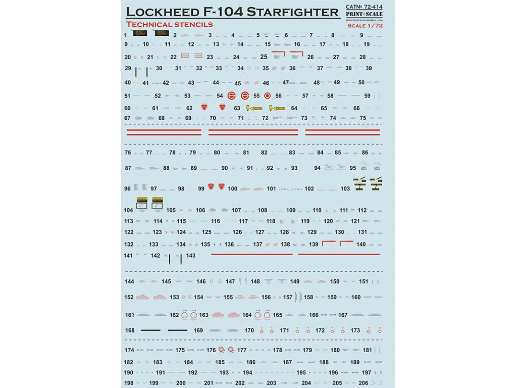 PRINTSCALE 1/72 Lockheed F-104 Starfighter technical stencils