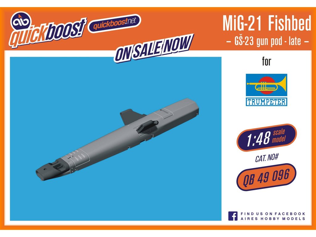 QUICKBOOST 1/48 MiG-21MF fishbed GŠ-23 gun pod - late for TRU