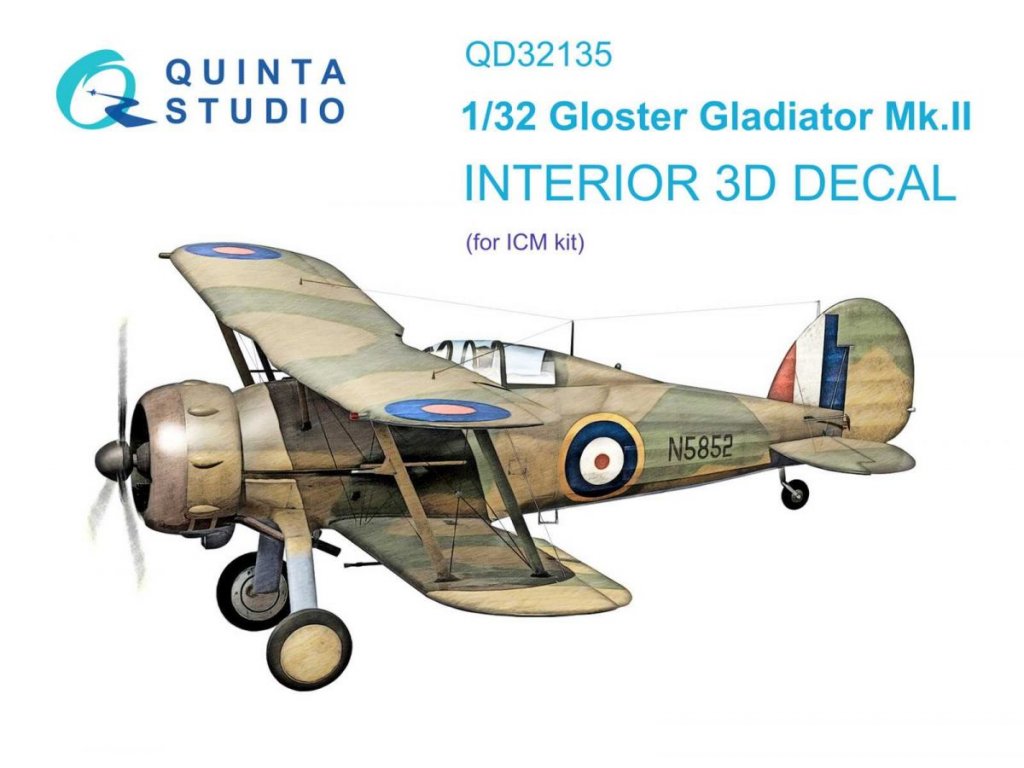 QUINTA 1/32 Gloster Gladiator Mk II 3D-Printed & Color Int.