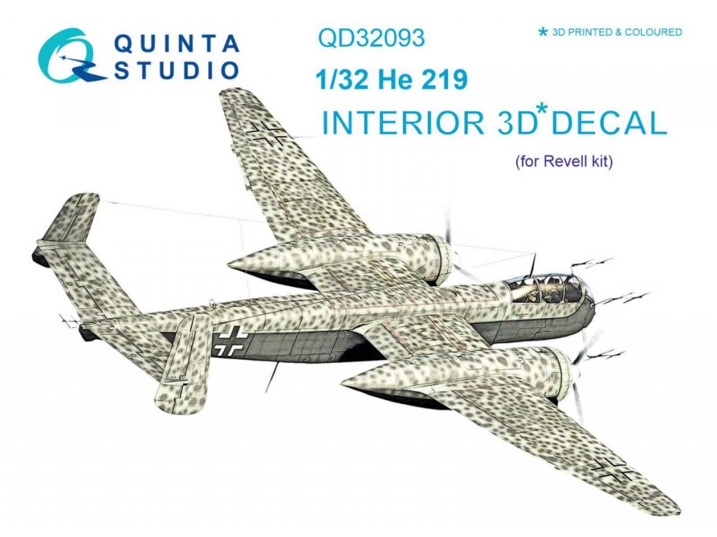 QUINTA 1/32 He 219 Uhu 3D-Printed & Color Interior for REV