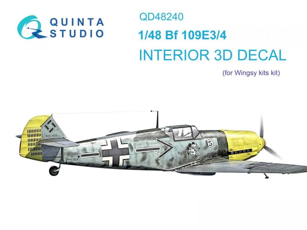 QUINTA 1/48 Bf 109E-3/4 3D-Printed & Color Interior for WINGSY