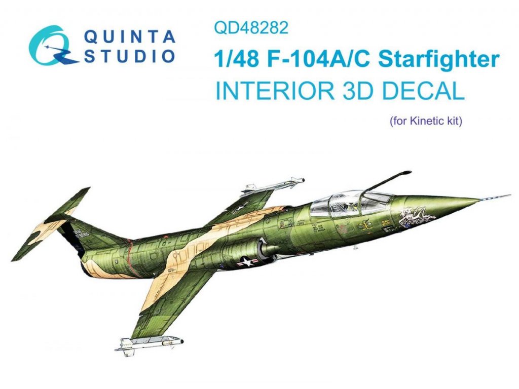 QUINTA 1/48 F-104A/C Starfighter 3D-Printed & Color Interior for KIN