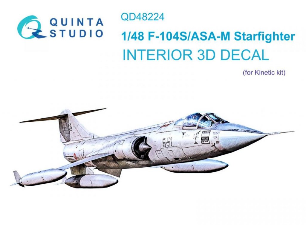 QUINTA 1/48 F-104S/ASA-M 3D-Printed & Color Interior for KIN